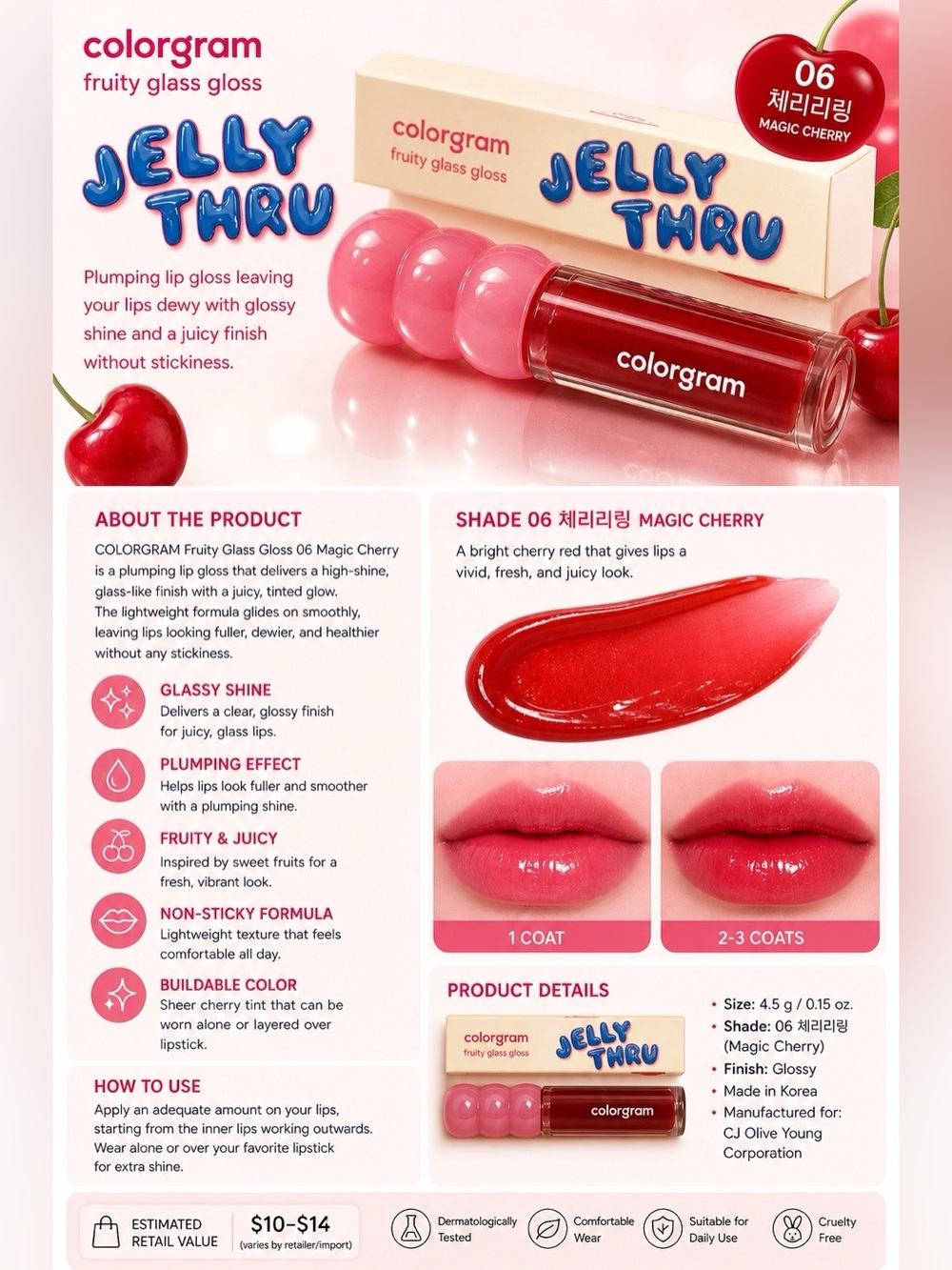 Colorgram Fruity Glass Gloss “Jelly Thru” – Shade 06 Magic Cherry 🍒